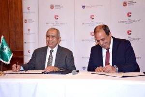 بالصور.. الأكاديمية العربية للعلوم والتكنولوجيا توقع بروتوكول تعاون مع الجامعة البريطانية في مصر 4 FB IMG 1646269430674